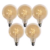 5 darabos E27 dimmelhető LED spirál filament arany G125 4W 270 lm 2700K készlet