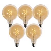 5 darabos E27-es dimmelhető LED spirál filament arany G125 4W 270 lm 2200K készlet