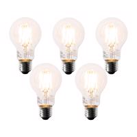 5 db E27 LED izzó szett A60 átlátszó 6W 630lm 2200K