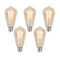 5 db Okos E27 Dimmelhető LED Izzó ST64 Borostyán 4.9W 320lm 2500K