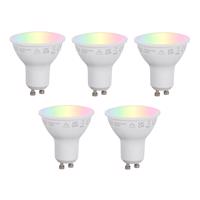5 db Okos GU10 50 mm-es dimmelhető LED izzó opál RGBW 4,7 W 400 lm 2700-6500 K