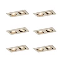 6 db Modern beépíthető spotlámpa bézs GU10 50 mm elforgatható és dönthető 2 fényforrással - Qure
