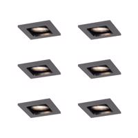 6 db Modern beépíthető spotlámpa, sötétmetál, GU10, 50 mm, kerek, dönthető - Qure