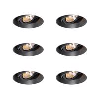 6 db Modern süllyesztett foltfekete GU10 AR70 kerek trim nélküli - Oneon