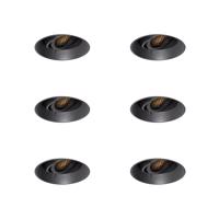 6 db Modern süllyesztett foltfekete GU10 kerek trim nélküli - Oneon Honey