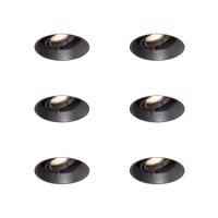 6 db Modern süllyesztett foltfekete GU10 kerek trim nélküli - Oneon