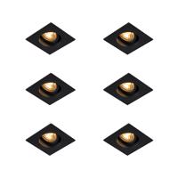 6 db Modern süllyesztett spot fekete, 9,3 cm-es forgatható és dönthető - Chuck