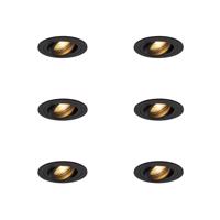 6 db Modern süllyesztett spotlámpa fekete - Rondoo