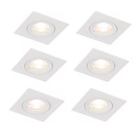 6 db-os beépíthető spotlámpa szett fehér, négyzet alakú, GU10, 50 mm, IP44 - Xena