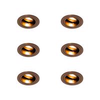 6 db Süllyesztett spotlámpa sötét bronz kör forgás és billentés - Chuck