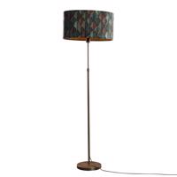 Állólámpa bronz ovális bársony lámpabúrával, levélmintás, 50 cm - Parte