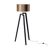 Állólámpa fekete bársony lámpabúrával bronz színben 50 cm - Puros