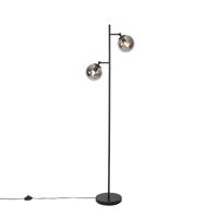 Art Deco állólámpa fekete füstüveggel, 2 lámpával - Pallon