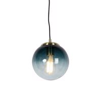 Art deco függőlámpa sárgaréz óceánkék üveggel 20 cm - Pallon