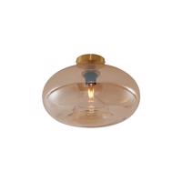 Art Deco mennyezeti lámpa sárga üveggel és rézzel 40 cm - Busa