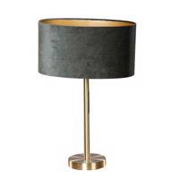 Asztali lámpa sárgaréz ovális bársony lámpabúrával, zöld, 35 cm - Simplo