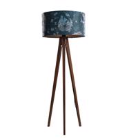 Diófa állólámpa bársony lámpabúrával, hal mintával, 50 cm - Tripod Classic