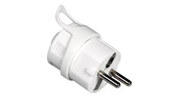 Dugvilla földelt schuko 16A, 250V, fehér, IP20, biztonságos csatlakoztatáshoz