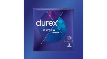 Durex Extra Safe óvszer, 3 db, fokozott védelem, extra síkosítással