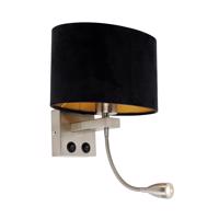 Fali lámpa acélból ovális bársony árnyékolóval, fekete, 25 cm - Brescia Combi