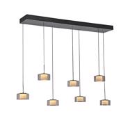 Fekete függőlámpa füstüveggel, LED-del, 7 izzós Easylift rendszerrel - Rika