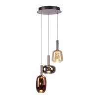 Fekete függőlámpa többszínű, kerek üveggel, LED-del, 3 izzós, Easylift - Irides