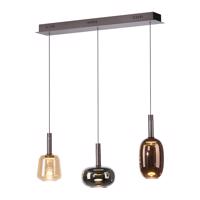 Fekete függőlámpa többszínű üveggel, LED-del, 3 izzós, Easylift - Irides