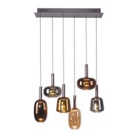 Fekete függőlámpa többszínű üveggel, LED-del, 6 izzós, Easylift rendszerrel - Irides