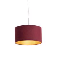 Fekete függőlámpa vörös velúr árnyalattal, arannyal 35 cm - Combi
