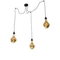 Függesztett lámpa fekete 3 fényes LED borostyánsárga fényerőszabályzóval - Cava Luxe