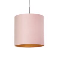 Függesztett lámpa velúr árnyalatú rózsaszínrel, arannyal 40 cm - kombinált