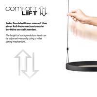 Függőlámpa fekete, beépített dimmelhető LED-del, 2 fényforrással, távirányítóval és Easy Lift rendszerrel - Esko