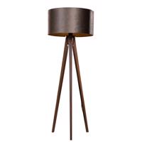 Háromlábú állólámpa diófa barna bársony árnyékkal 50 cm - Tripod Classic