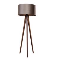 Háromlábú állólámpa diófa, bézs bársony árnyékolóval 50 cm - Tripod Classic