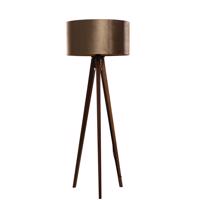Háromlábú állólámpa diófa talppal és bronz bársony lámpabúrával 50 cm - Tripod Classic