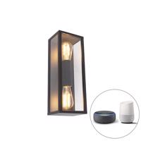 Intelligens fali lámpa fekete 38 cm 2-fényes IP44 Wifi ST64 - Charlois