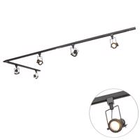 Intelligens fekete sínrendszer 1 fázisú, 5 db Wifi GU10 izzóval - Iconic Suplux