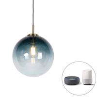 Intelligens függő lámpa sárgaréz óceánkék üveggel 33 cm Wifi ST64 - Pallon