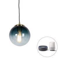 Intelligens függő sárgaréz lámpa óceánkék üveggel 20 cm WiFi ST64 - Pallon