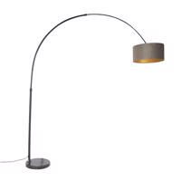 Ív lámpa fekete bársony árnyékolóval, bézs színű, aranyozott 50 cm - XXL