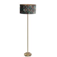 Lámpa sárgaréz ovális bársony lámpabúrával, levélmintás, 50 cm - Simplo