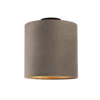 Mennyezeti lámpa velúr árnyalatú taupe arannyal 25 cm - kombinált fekete