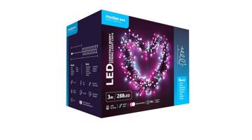 Modee Karácsonyi LED Füzér Berry Plastic Adapteres C2016 (288LED/3m) pink+cold