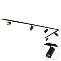 Modern 1 fázisú sínrendszer 5 db AR70 fekete spotlámpával - Jeana Luxe