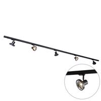 Modern 3 fázisú sínrendszer 5 fekete GU10 spotlámpával 111 mm jobbra - 3 fázisú Jeany