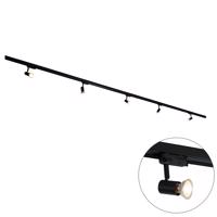 Modern 3 fázisú sínrendszer 5 fekete spotlámpával, jobbra - 3 fázisú Jeany