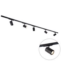 Modern 3 fázisú sínrendszer 5 fekete spotlámpával, LED-del - 3 fázisú Ruler