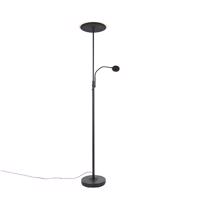 Modern állólámpa fekete, LED-del, távirányítóval és olvasókarral - Strela