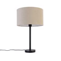 Modern asztali lámpa fekete boucle ernyővel világosbarna 35 cm - Simplo
