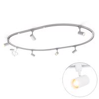 Modern sínrendszer 6 fehér spotlámpával, 1 fázisú ovális 100 cm - Iconic Jeana